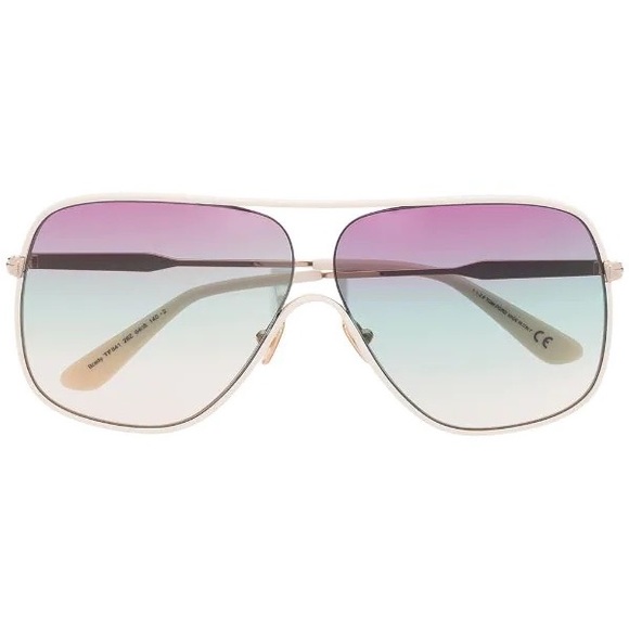 TOM FORD BRADY IVORY/MULTICOLORED GRADIENT PILOT SUNGLASSES TF841
